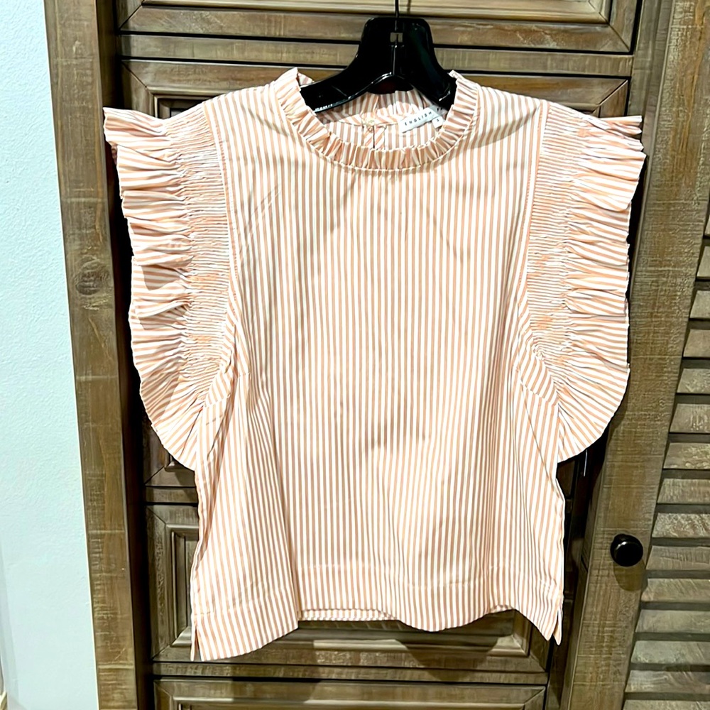 Amazing pink and white striped cotton blouse. New with tags size small
